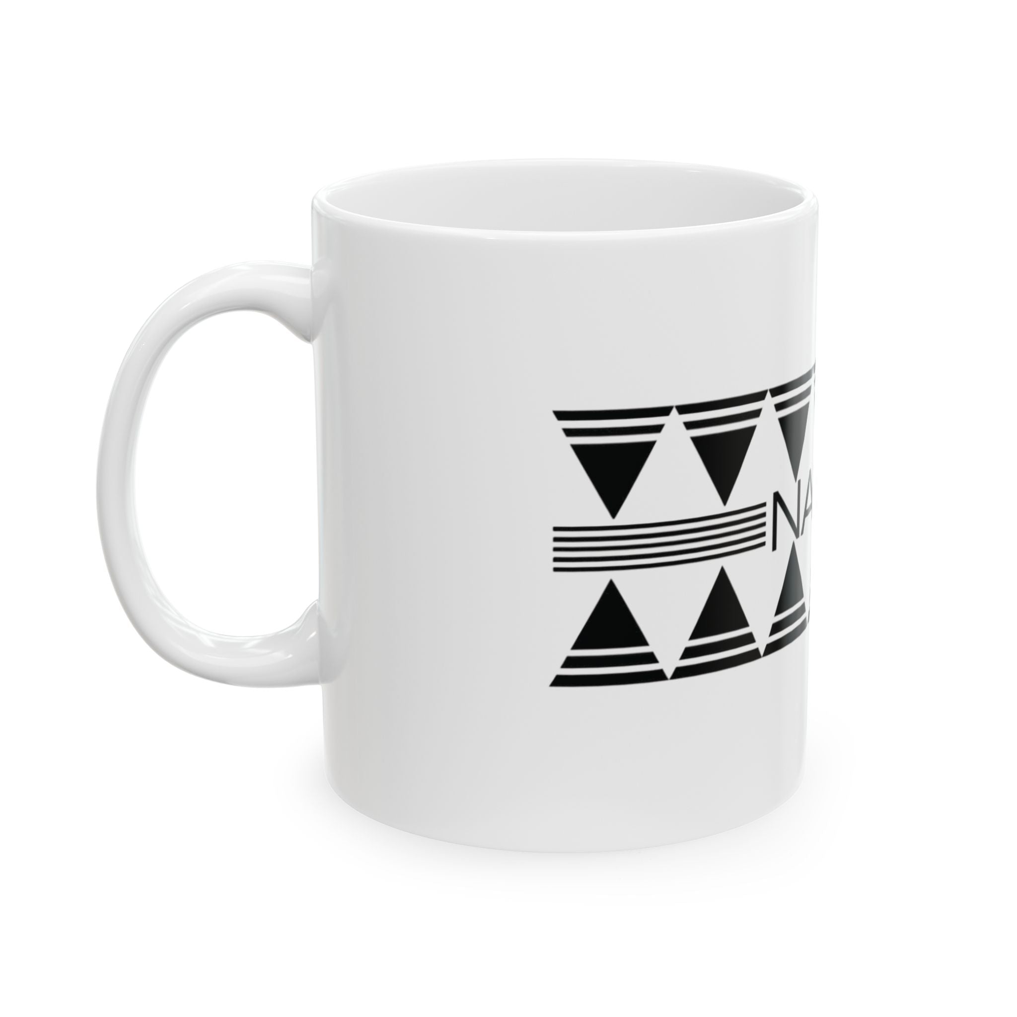 NALEDI Geometric Ceramic Mug (11oz & 15oz) – African-Inspired Black Triangle Design