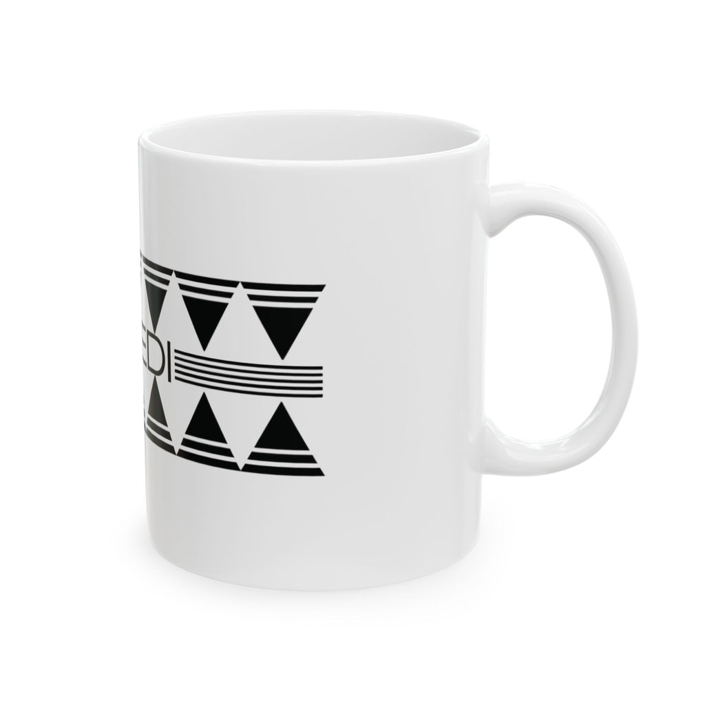NALEDI Geometric Ceramic Mug (11oz & 15oz) – African-Inspired Black Triangle Design