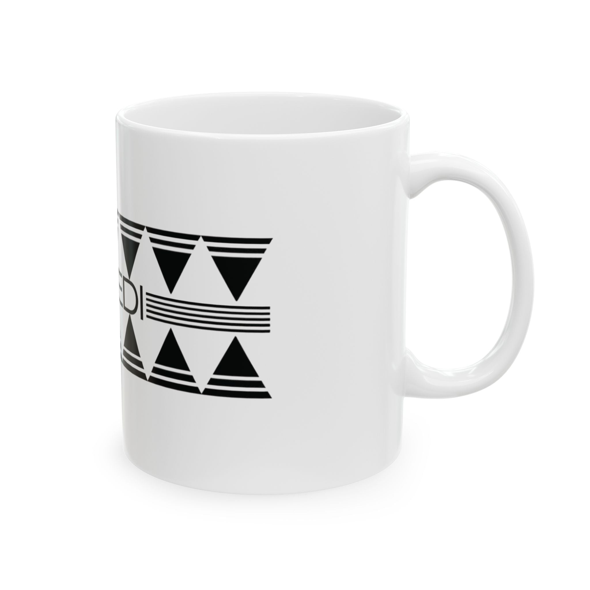 NALEDI Geometric Ceramic Mug (11oz & 15oz) – African-Inspired Black Triangle Design