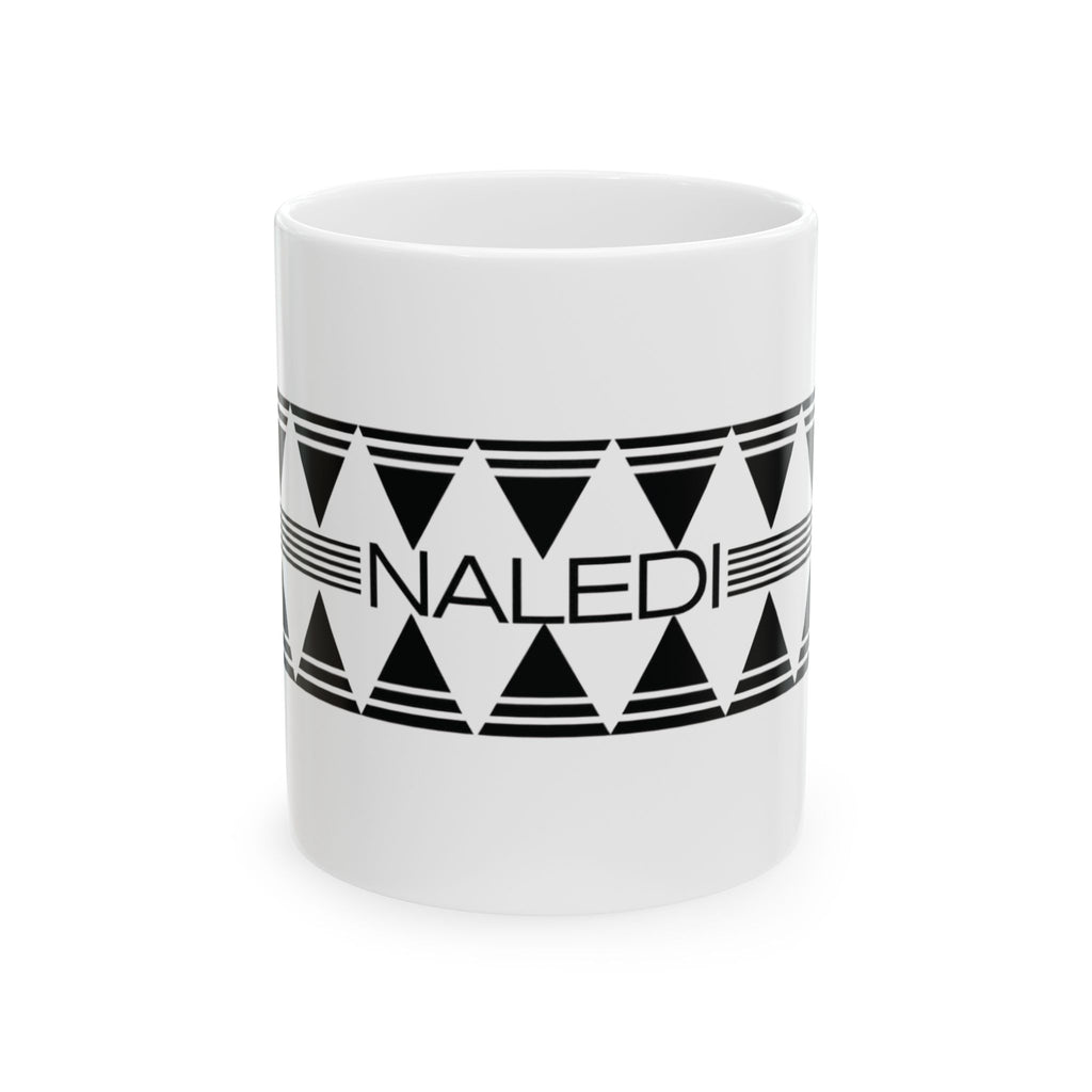 NALEDI Geometric Ceramic Mug (11oz & 15oz) – African-Inspired Black Triangle Design
